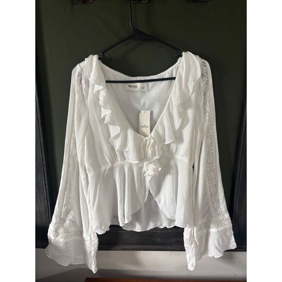 Hollister Tops - Hollister Flowy Long-sleeve Ruffle Babydoll Top NWT Large